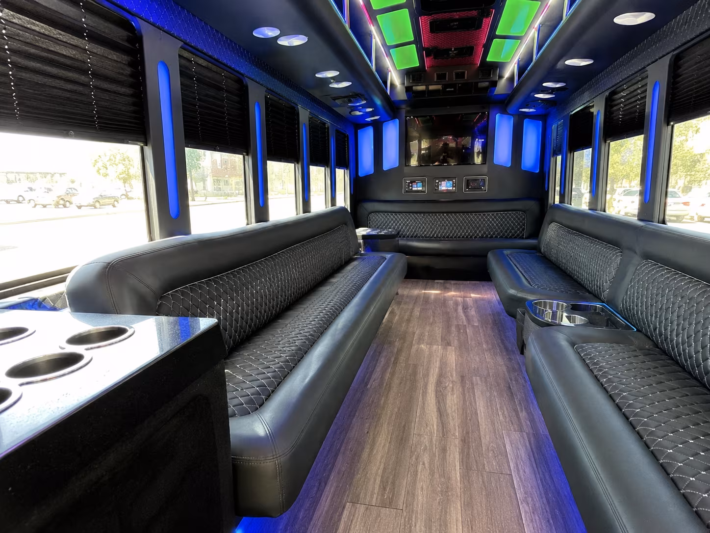 los angeles 15 passenger party bus inside