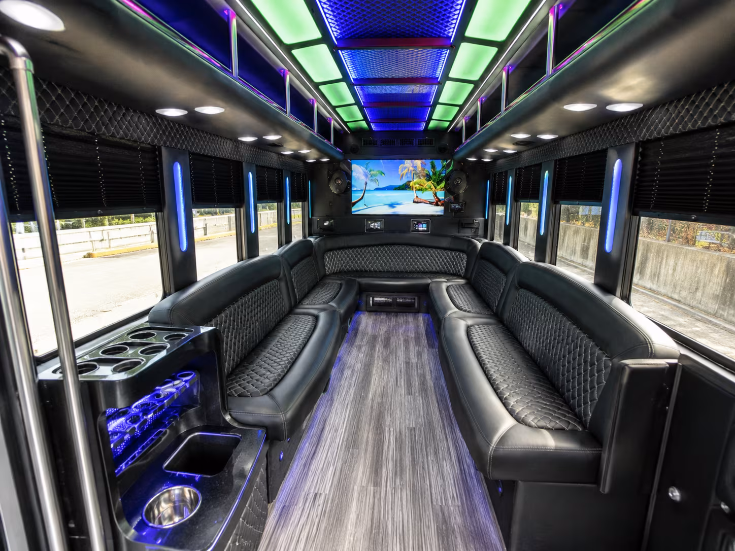 los angeles 18 passenger party bus inside