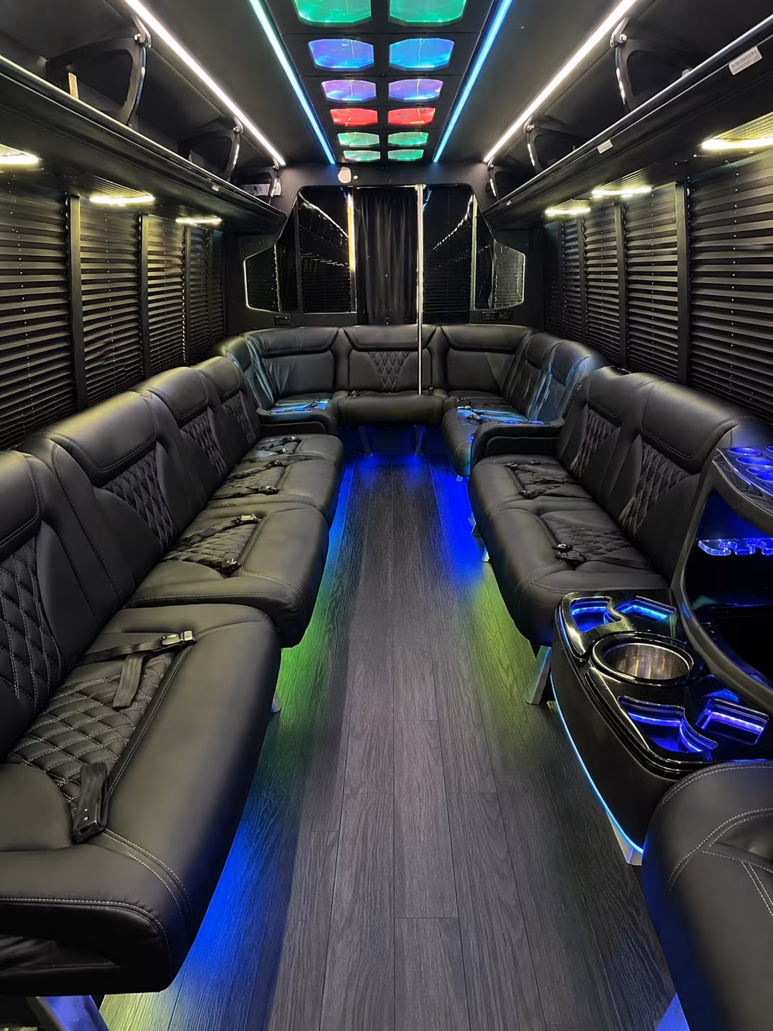 los angeles 20 passenger party bus interior