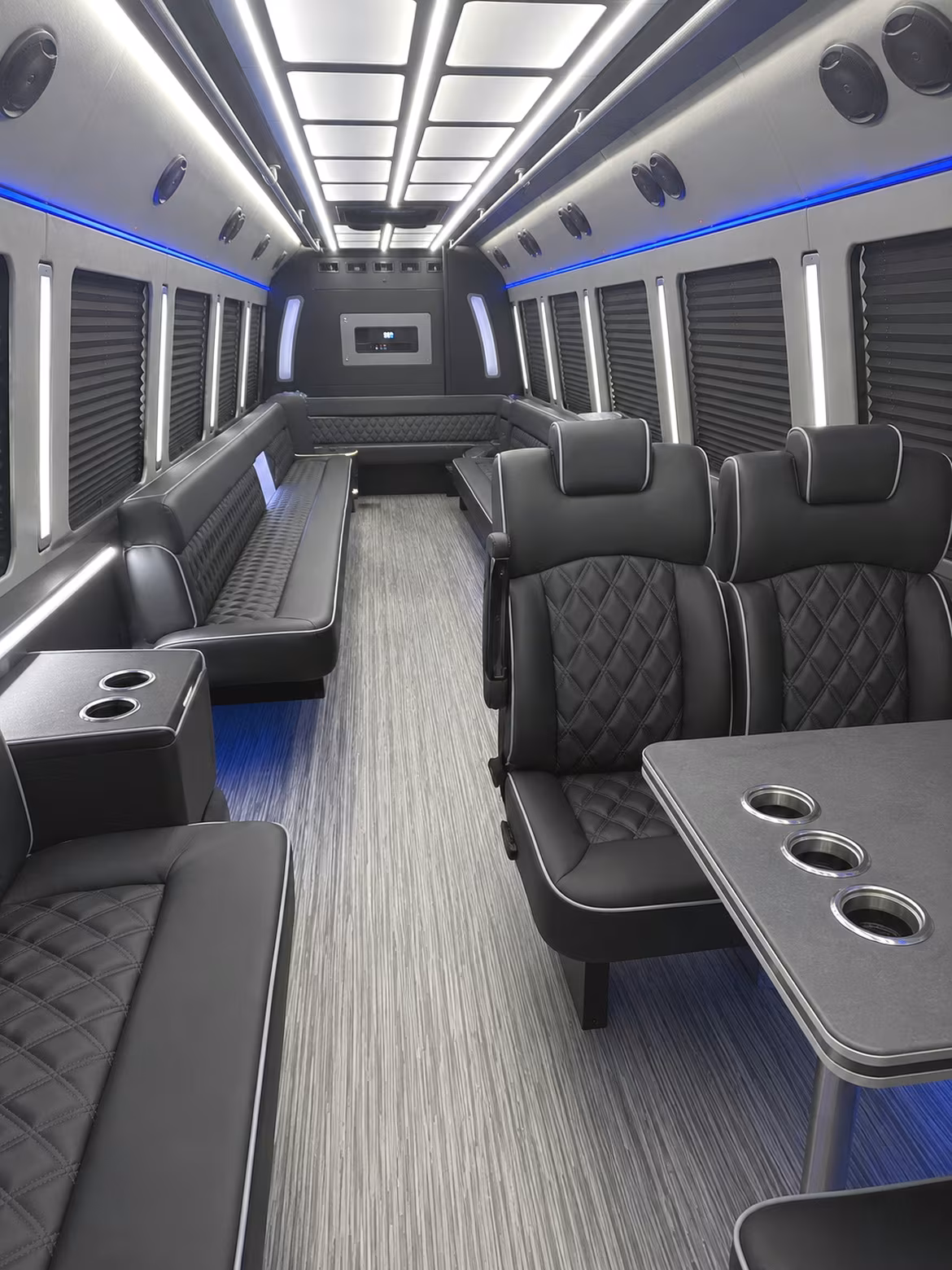 los angeles 25 passenger party bus inside