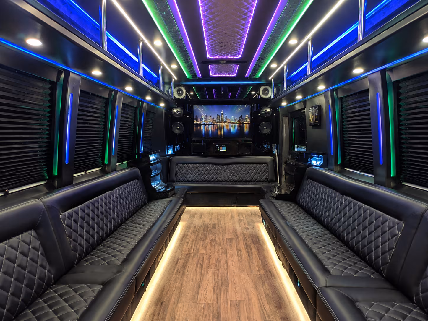 los angeles 25 passenger party bus interior