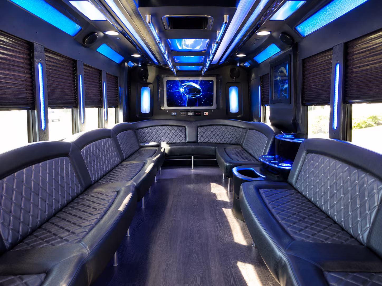 los angeles 28 passenger party bus inside