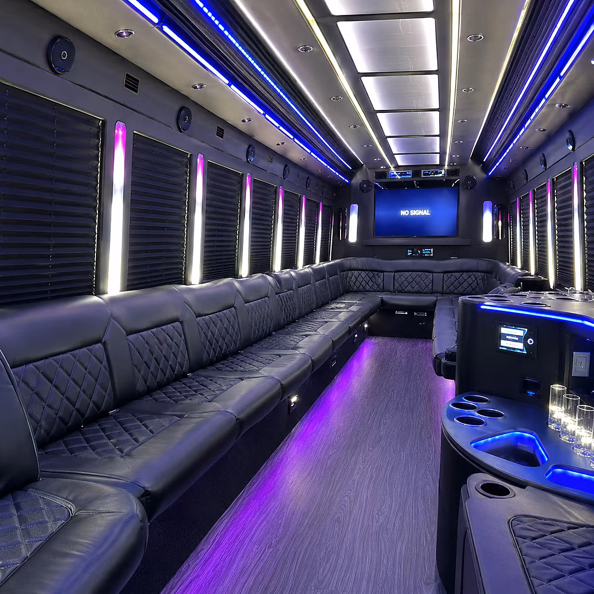 los angeles 30 passenger party bus inside