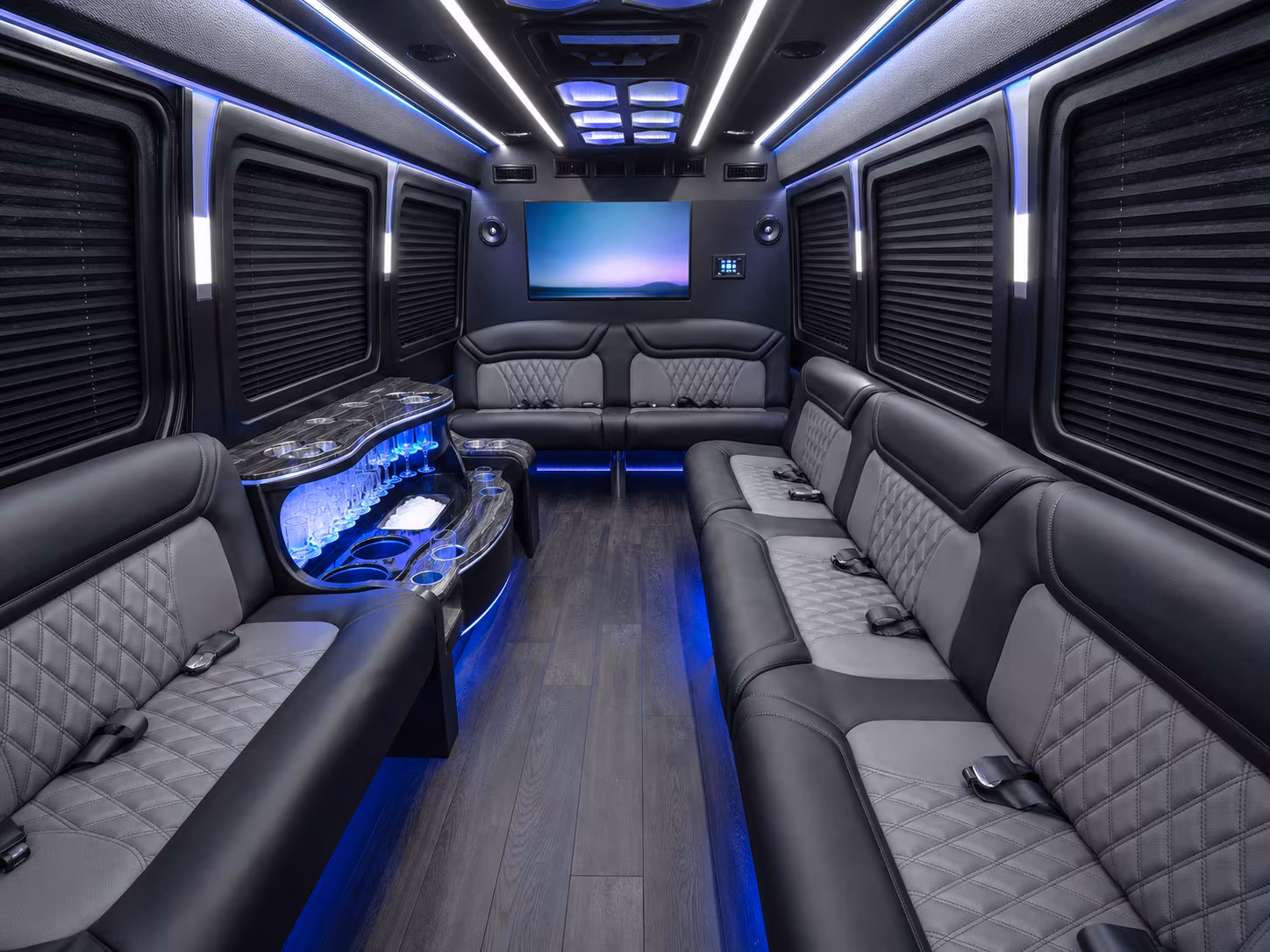 los angeles 30 passenger party bus interior