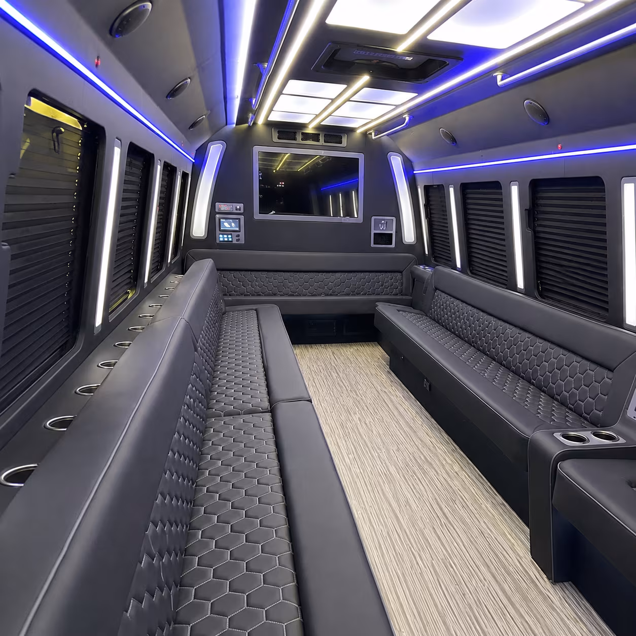 los angeles 40 passenger party bus inside