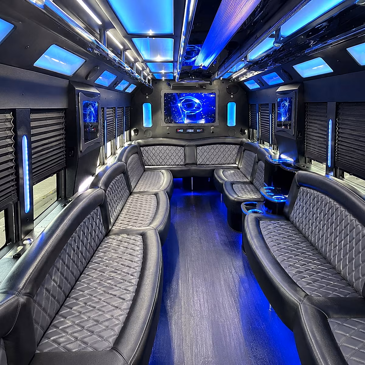 los angeles 50 passenger party bus interior